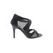 Nina Heels: Black Solid Shoes - Women's Size 7 1/2 - Open Toe