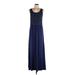 Neiman Marcus Cocktail Dress - A-Line Scoop Neck Sleeveless: Blue Print Dresses - Women's Size Large