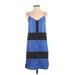 Rag & Bone Casual Dress - Mini V-Neck Sleeveless: Blue Stripes Dresses - Women's Size 2