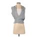 DKNY Sleeveless Button Down Shirt: Gray Tops - Women's Size 4