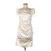 Betsy & Adam Cocktail Dress - Mini Square Sleeveless: Ivory Solid Dresses - Women's Size 12