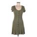 SO Casual Dress - Mini Scoop Neck Short sleeves: Green Print Dresses - Women's Size Medium