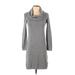 Black Saks Fifth Avenue Casual Dress - Sweater Dress: Gray Marled Dresses - Women's Size X-Small