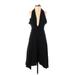 American Apparel Cocktail Dress - Mini V-Neck Sleeveless: Black Solid Dresses - Women's Size Small