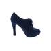 Fioni Ankle Boots: Slip On Chunky Heel Feminine Blue Solid Shoes - Women's Size 8 1/2 - Round Toe