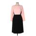 Juliet Roses Casual Dress - Sheath Crew Neck 3/4 sleeves: Pink Color Block Dresses - New - Women's Size Large