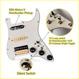 SSH Prewired Guitar Strat Pickguard Set With Silent Switch Kill Swith Ainico 5 Humbucker Pickups Coil Splitting Switch Multi Switch Harnesses For Fender ST Electric Guitar Part Replacement