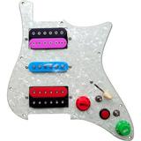 HSH Prewired Guitar Strat Pickguard Set With Silent Switch Kill Swith Ainico 5 Humbucker Pickups Coil Splitting Switch Multi Switch Harnesses For Fender ST Electric Guitar Part Replacement