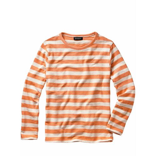 Mey & Edlich Herren Long-Sleeve Regular Fit Orange gestreift