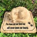 Cat Memorial Stones Grave Markers with A Sleeping Cat on The Top - Cat Garden Stones Burial Markers Sympathy Cat Memorial Loss Gifts for Garden Backyard Patio or Lawn 8.5 x7 x3.5