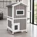 Demi Bonn 37 2-Story Cat House for Outdoor Cats Weatherproof Cat Shelter with Escape Door Wood Cat Condo for 3 Adult Cats Gray