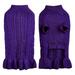 Turtleneck Warm Elegant Rope Pet Sweater Stretch Knit Ruffled Sweater Dress Purple S