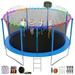 Elitezip Trampolin for Kids Adults 1400 LBS 14FT Recreational Trampoline with Safety Enclosure Net Basketball Hoop Sprinkler LED Lights Wind Stakes Heavy Duty Round Backyard Trampoline Outdoor