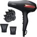 Diffuser Hair Dryer 2200 Watt Professional Ionic Salon Blow Dryer Ceramic Tourmaline Hairdryer with 2 Concentrator Nozzle Attachments Pro Ion Quiet Dryers - Best Soft Touch Body - -