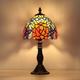 Lampe de table led rétro vintage baroque, abat-jour en verre mosaïque coloré, base de luxe e27 pour table de chevet, chambre à coucher, bureau