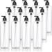 16 Oz Clear Professional Cylinder Plastic PET Bottles With Black Pump (12 Pack)
