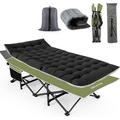 Folding Camping Cot Portable Camping Cot for Adults 900LBS Heavy Duty Sleeping Cots with Carry Bag Double Layer Oxford Portable Travel Camp Cots for Outdoor Camp Beach Home Office-Green