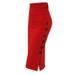 Gzea Pleated Tennis Skirt Pencil Skirt Button Womens Skirt High Ladies Multiple Office Split Size Waisted Skirt Red XL