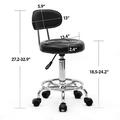 Goujxcy Multi-Purpose Salon Stool Chair Adjustable Rolling Swivel Stool with Back Cushion and Wheels Perfect for Beauty Salon Spa Tattoo Massage Dental Clinic Office Art Studio White