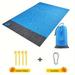 1pc Lightweight Waterproof Beach Mat 55.12*78.74inch/78.74*82.68inch 2 Sizes 210T Polyester Beach Mat Waterproof Machine Washable (1 Beach Mat 4 Fixed Stakes 1 Carabiner 1 Small Packaging)