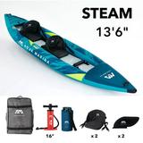 Aqua Marina Versatile/White Water Kayak - Steam 13 6 - Inflatable Kayak Package Including Carry Bag Fin Pump & Safety Harness
