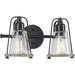 Progress Lighting 245703 - 2 Light 120 volt Matte Black Vanity Clear Seeded Glass Light Fixture (TWO-LIGHT FARMHOUSE MATTE BLACK WALL LIGHT (P300296-031))