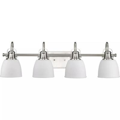 Progress Lighting 253524 - 4 Light 120 volt Brushed Nickel Vanity Etched Glass Light Fixture (FOUR-LIGHT 30-1/2 IN W VANITY LIGHT ETCHED OPAL GLASS SHADES (P300429-009))
