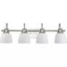 Progress Lighting 253524 - 4 Light 120 volt Brushed Nickel Vanity Etched Glass Light Fixture (FOUR-LIGHT 30-1/2 IN W VANITY LIGHT ETCHED OPAL GLASS SHADES (P300429-009))