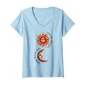 Damen Live By The Sun Love By The Moon Designs for Couples T-Shirt mit V-Ausschnitt