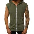 Men's Running Tank Top Hoodie Sleeveless Hoodie Spandex Quick Dry Fitness Gym Workout Running Sportswear Activewear Solid Colored Green Yellow Light Grey / Micro-elastic