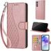 TECH CIRCLE For Galaxy A22 4G Wallet Case Folio Flip Kickstand Shockproof Protective PU Leather Cover with Card Slot Cash Pocket Carrying Wrist Strap for Samsung Galaxy A22 4G 6.4 2021 Rosegold