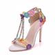 Women's Wedding Shoes Valentines Gifts Stilettos Ankle Strap Heels Party Party Evening Floral Wedding Sandals High Heel Sandals Bridal Shoes Rhinestone Pearl Tassel Open Toe Elegant Vintage Sexy