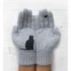 Cat Fan Cotton Gloves, Cute Cat Bird Print Gloves Pink Simple Mitten, Ladies Full Fingers Winter Outdoor Thermal Mitten