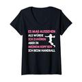Damen Sport In Meinem Kopf Bin Ich Beim Handball Damen T-Shirt mit V-Ausschnitt