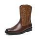 Men's Boots British Style Plaid Shoes Cowboy Boots Riding Boots Casual British Daily Leather Comfortable Booties / Ankle Boots Loafer Dark Brown Black Brown Fall Winter