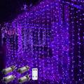 Outdoor Christmas Window Lights 3x3M-300LED Plug in 8 Modes Curtain Light 9 Colors Remote Control Window Wall Hanging Light Warm White RGB for Christmas Decorations Bedroom Wedding Party Garden Indoor