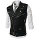 Men s PU Leather Sleeveless Vests Jacket with Zipper Punk Leather Motorcycle Vest For Men Lapel Denim Jean Vest