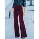 Women's Bell Bottom Pants velvet Trousers Full Length Fashion Streetwear Outdoor Street Black Wine S M Fall Winter