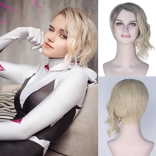 Cosplay Perücken Blond Braun Gemischte Farbe Lockig Synthetische Haare Kurz Perücken Damen Perücken Für die Party Image