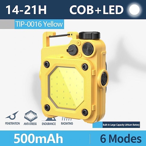 LED-Schlüsselanhänger-Taschenlampe, Cob-Schlüsselanhänger-Arbeitsleuchte, tragbare Mini-wiederaufladbare Taschenlampe mit 6 Beleuchtungsmodi und Magnetfuß für Nachtcamping, Notfallreparatur, Hundespaziergang Image