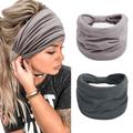 2 Stück Stirnbänder für Frauen, breite Stirnbänder, rutschfest, Boho-Damen-Haarband, modisch geknotet, Workout, Yoga, Leoparden-Turban-Kopfwickel