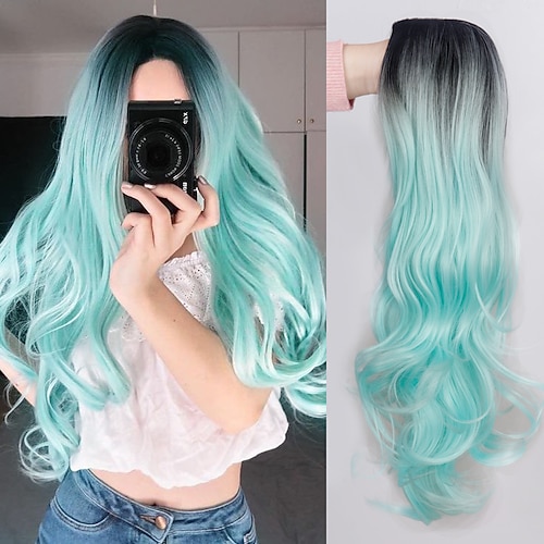 Cosplay Kostüm Perücke Wogende Wellen Gerader Pony Perücke Lang A1 A2 A3 A4 A5 Synthetische Haare Damen Klassisch Modisch Rot Schwarz Image