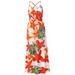 VBARHMQRT Tartan Dress Women Spring/Summer Dress Bohemian Floral Strap Long Dress Women s Large Red Dresses for Women Sexy White Satin Dress