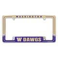 Rico Industries College Washington Huskies Two-Tone 12 x 6 Chrome All Over Automotive License Plate Frame for Car/Truck/SUV