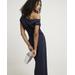 Drape Off Shoulder Bodycon Midi Dress - Blue - River Island Dresses