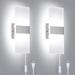 Modern Wall Sconces Set of 2 Wall Sconce Plug in 12W LED 6000K Cool White Acrylic Wall Mounted Light Wall Lights with 6FT Plug in Cord for Bedroom Bedside Stairway(2 Pack Silver)