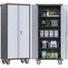 71 Tall Metal Storage Cabinets with Doors and 4 Adjustable Shelves Lockable Rolling Cabinet Silver&Blackï¼ŒHome Office Metal Utility Cabinet for Garage Kitchen Assembly Requiredâ€¦