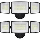 YINCHEN 100W Flood Lights Outdoor 2 Packs Outdoor Security Lights 9000LM 6500K LED Outdoor Flood Light Fixture 3 Adjustable Heads IP65 Waterproof Exterior Flood Light for Yard Garage Eave Mount