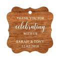 Darling Souvenir Fancy Frame Custom Paper Tags Thank You For Celebrating With Us Wedding Favor Gift Hang Tags-Rustic Wood-50 Tags