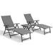 Crestlive Products Outdoor Aluminum Adjustable Folding Chaise Lounge Chairs and Foldable Side Table Gray 20 W x 45 D x14 H